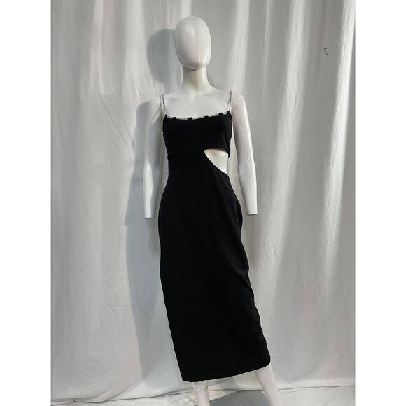 Lovers And Friends 'Charlotte' Black Crystal Embellished Cut Out Midi Dress - Picture 2 of 5